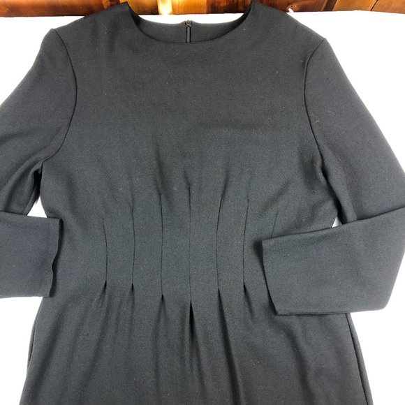 Laura Ashley Vintage Black Wool Sheath Dress Old Money Quiet Luxury Minimalist - Picture 9 of 16
